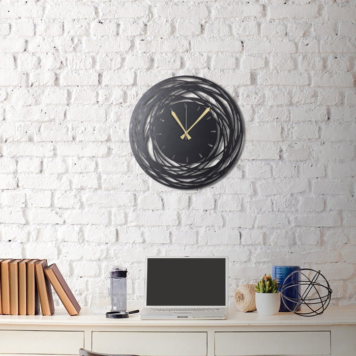 Wallity Reloj de Pared Decorativo de Metal Negro 50x50 cm